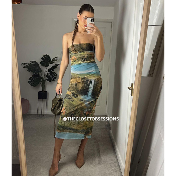 ZARA Blogger Fave!!! Strapless Fitted Print Dress NWT – Summer Glam 🌅 - Picture 12 of 16